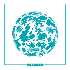 Abstract vector 3d shape or sphere with flower ornament