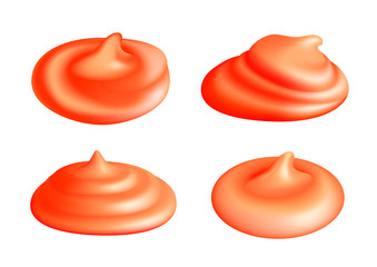 Set of ketchup splash or tomato sauce blobs isolated