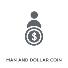 Man and dollar coin icon from Productivity collection.