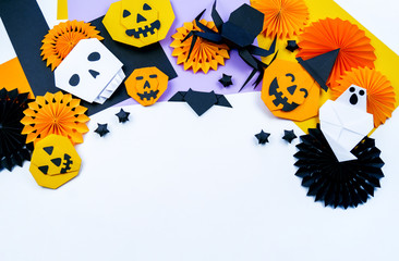 Origami Halloween. Copy spase. White background