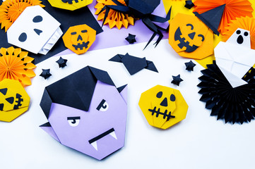 Origami Halloween. Copy spase. White background