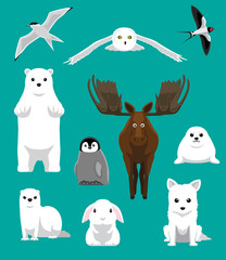 Winter Coat Animals Set Cartoon Vector Illustration
