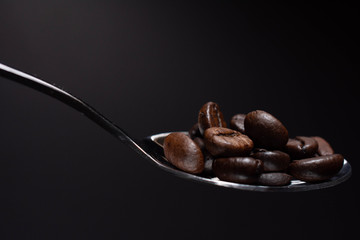 Coffee beans on a spoon