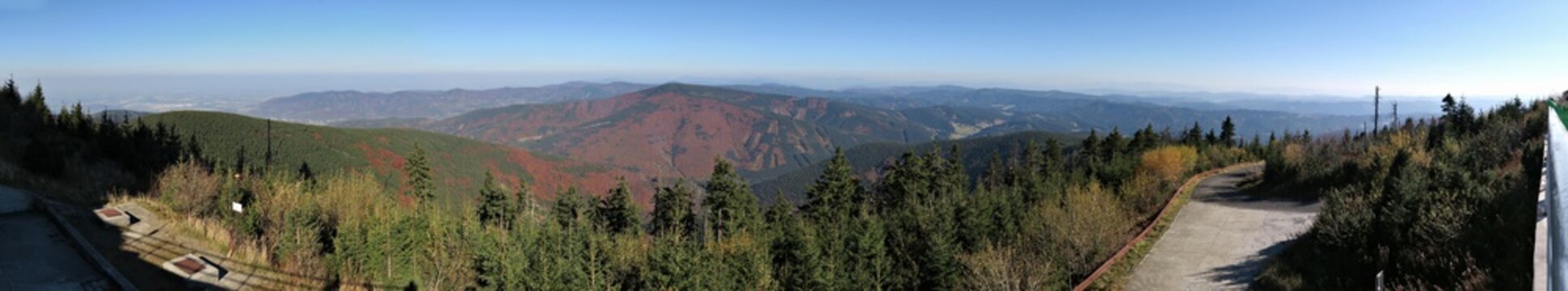 North Panorama View From The Slopes Of Lysa Hora Mountain In Beskydy Mountains In Eastern Part Of Czech Republic