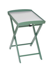 green wooden tray for breakfast isolated on white background