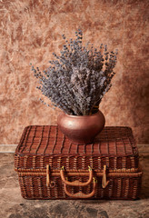 Loft lavender flowers in gold pot