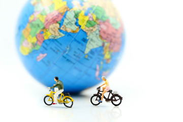 Miniature people : Couple going for a bike ride with mini world using for concept of Go For A Ride Day.