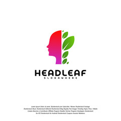 Nature Head science logo vector, Head intelligence logo designs concept vector