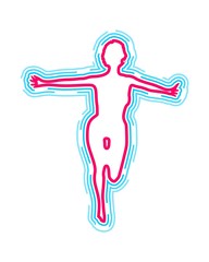 Abstract running woman. Front view. Outline icon. Emotion of happiness