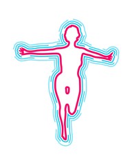 Abstract running woman. Front view. Outline icon. Emotion of happiness