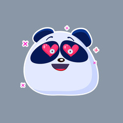 Vector  cute funny emoji characters. Little  Chinese Pangas. Stickers. Flat style.