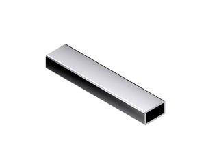 Metal rectangle tube. Isolated on white background. 3D rendering illustration.