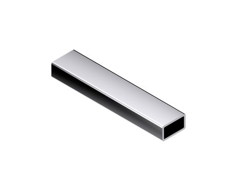 Metal rectangle tube. Isolated on white background. 3D rendering illustration.