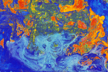 abstract green blue orange marble texture, acrylics trendy art