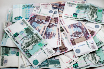 Obraz na płótnie Canvas Banknotes thousand and five hundred rubles