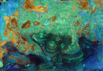 abstract green blue orange marble texture, acrylics trendy art
