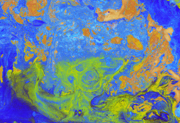 abstract green blue orange marble texture, acrylics trendy art