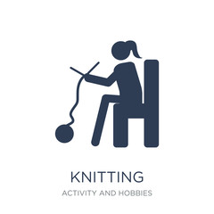 Knitting icon. Trendy flat vector Knitting icon on white background from Activity and Hobbies collection