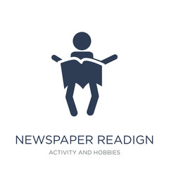 Newspaper readign icon. Trendy flat vector Newspaper readign icon on white background from Activity and Hobbies collection