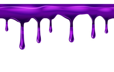Dripping seamless purple, dripps, liquid drop and splash, blood repeatable isolated on white, vector and illustration.