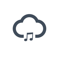 music note cloud sound icon. Vector illustration isolated on clean background.