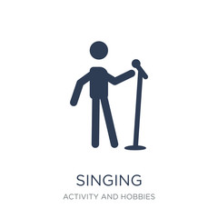 Singing icon. Trendy flat vector Singing icon on white background from Activity and Hobbies collection