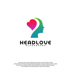 Head love logo vector, Head intelligence logo designs concept vector