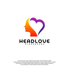 Head love logo vector, Head intelligence logo designs concept vector