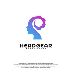 Obraz na płótnie Canvas Head Gear logo vector, Head intelligence logo designs concept vector