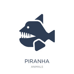 Piranha icon. Trendy flat vector Piranha icon on white background from animals collection