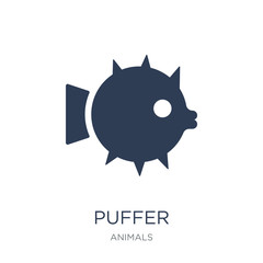 Puffer icon. Trendy flat vector Puffer icon on white background from animals collection