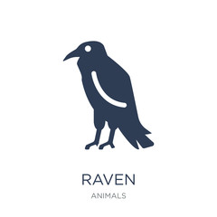 Raven icon. Trendy flat vector Raven icon on white background from animals collection