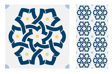 tiles Portuguese patterns antique seamless design in Vector illustration vintage	