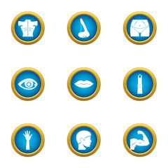 Relief icons set. Flat set of 9 relief vector icons for web isolated on white background