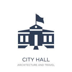 City hall icon. Trendy flat vector City hall icon on white background from Architecture and Travel collection - obrazy, fototapety, plakaty