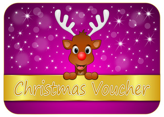Christmas voucher with Reindeer - illustration
