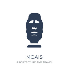 Moais icon. Trendy flat vector Moais icon on white background from Architecture and Travel collection