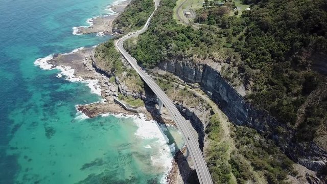 Sydney Wollongong sea cliff bridge drone footage