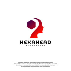 Hexagone Head logo vector, Head intelligence logo designs concept vector