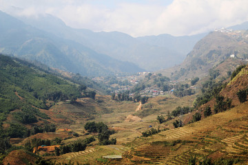 Fototapeta na wymiar Sapa valley landscape, Vietnam