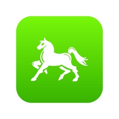 Knight horse mascot icon green vector isolated on white background