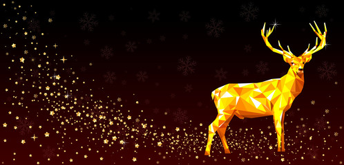 Greeting card with a deer of gold color