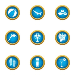 Marine beast icons set. Flat set of 9 marine beast vector icons for web isolated on white background