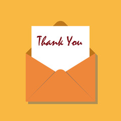 Thank you card in orange thanksgiving envelope