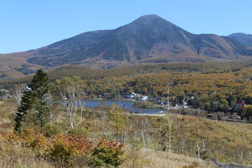 白樺湖の秋景色