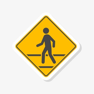 Pedestrian Traffic Sign sticker isolated on white background 