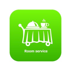 Room service icon green vector isolated on white background