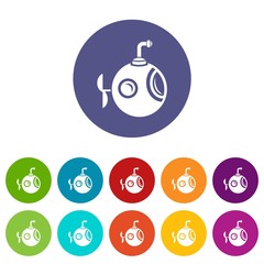 Round bathyscaphe icon. Simple illustration of round bathyscaphe vector icon for web.