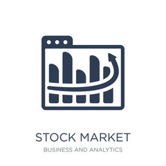 Stock market icon. Trendy flat vector Stock market icon on white background from Business and analytics collection