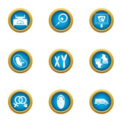 Somatic cell icons set. Flat set of 9 somatic cell vector icons for web isolated on white background